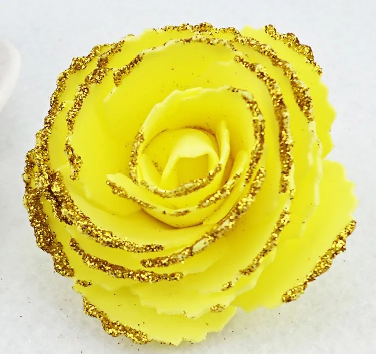 2015 New 50pcslot 7cm Gold Powder Foam Rose Heads Real Touch DIY Wedding Table Centerpieces New Kissing Balls For Weddings (6)