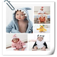 Anyongzu/халат унисекс с капюшоном милый детский банный халат с животными из чистого хлопка, детская одежда от 6 месяцев до 12 месяцев до 24 месяцев