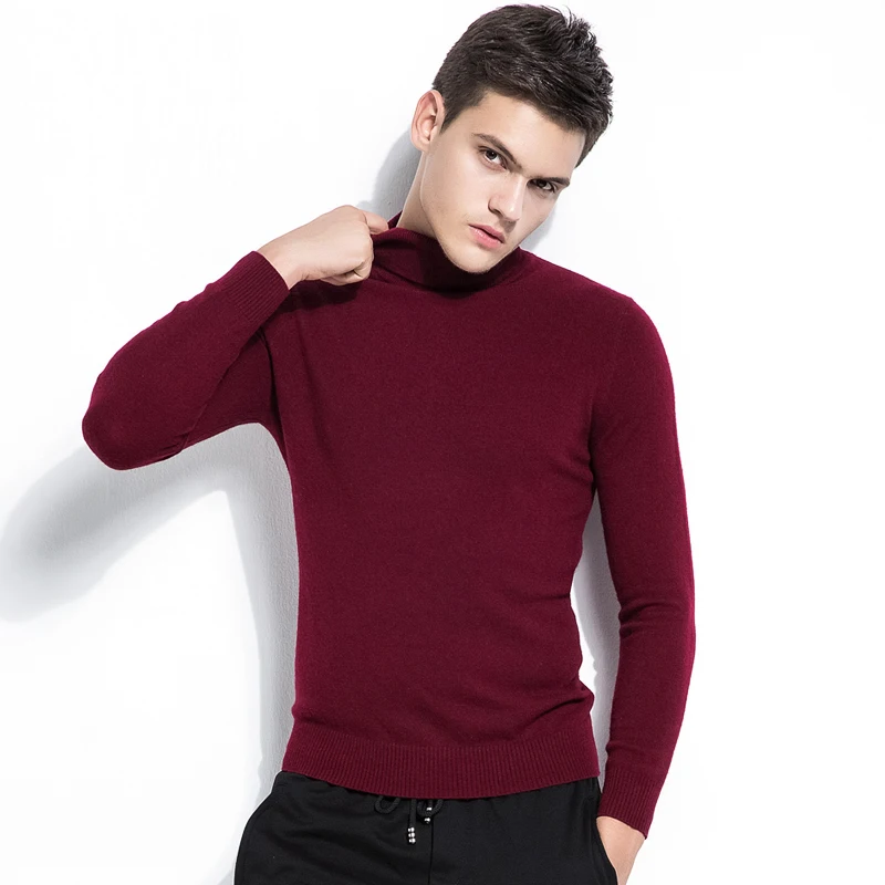 Winter Cashmere Thick Warm Sweater Men Turtleneck Brand Men's Sweater Slim Fit Pullover Men Knitwear Male Double Collar Sweaters