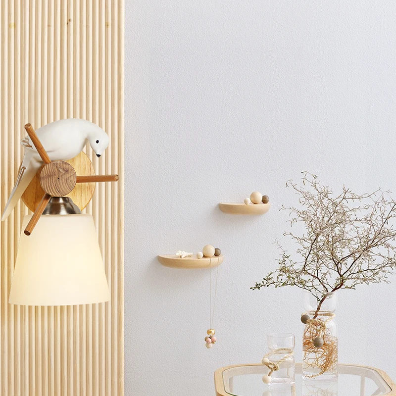 

Nordic Modern Led Wall Lamp Dining room Wall Decorative Lamp Bedroom Study Room Solid Wood Bird Lights Wall Lights For Indoor