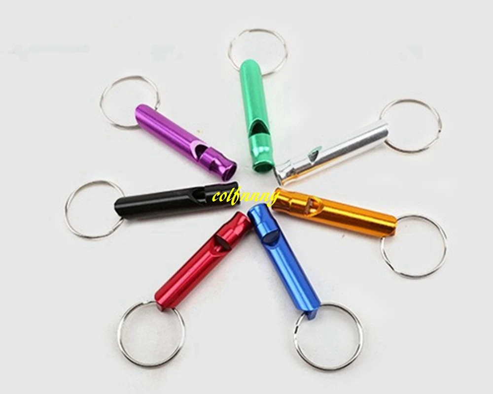 46mm Aluminum Pet Dog Whistle Keychain Pet Training keyring Whistle Outdoor survival 50pcs
