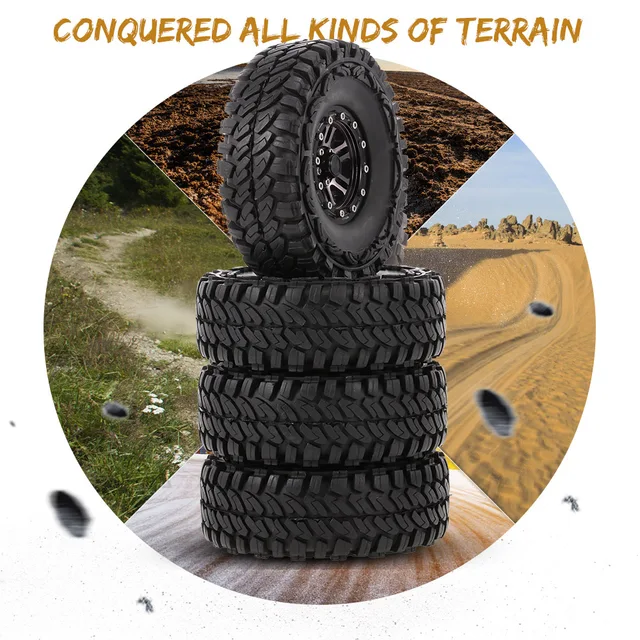 Special Offers 4pcs RC Car 1:10 Alloy Wheel Rims Lock Tyres for Traxxas HSP Redcat Tamiya Axial SCX10 D90 Hpi RC 4WD Rock Crawler Car