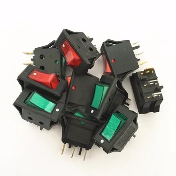 

10 Pcs x 3 Pin ON-OFF SPST Red Green Boat Rocker Switch White Button 15A/250V 20A/125V AC