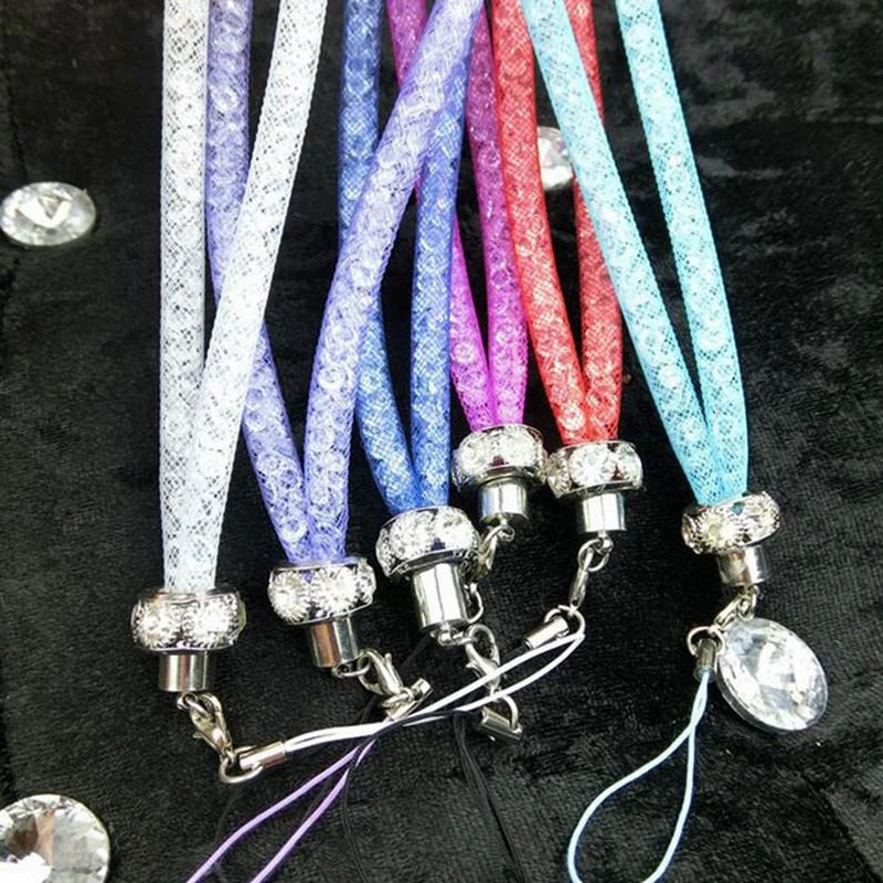 Luxury Colorful Crystal Bling Mobile Phone Strap Neck lanyard for