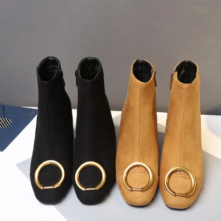

Big Size 9 10 11-17 boots women shoes ankle boots for women ladies boots Metal trim side zipper