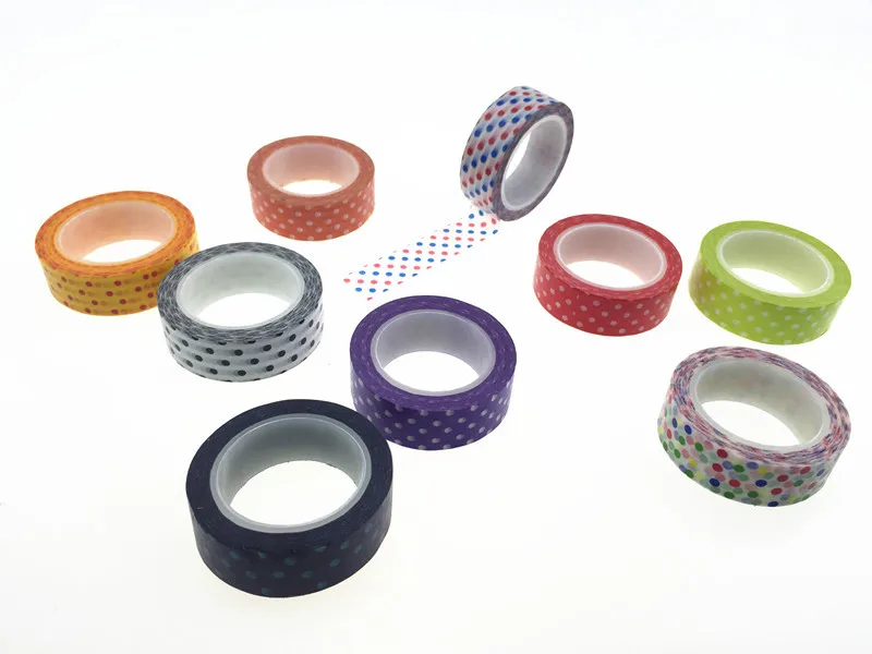 

1.5cm*10m Polka Dots DIY Single-side Washi Paper Tapes Gift Wrapping Sticker Decorative Wedding Birthday Supplies
