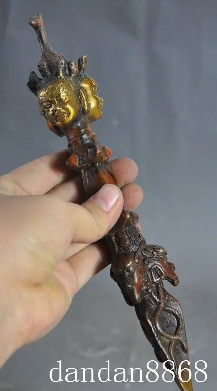 

christmas tibet buddhism bronze Gilt Vajra King Kong phurpa Exorcism Amulet Adders halloween