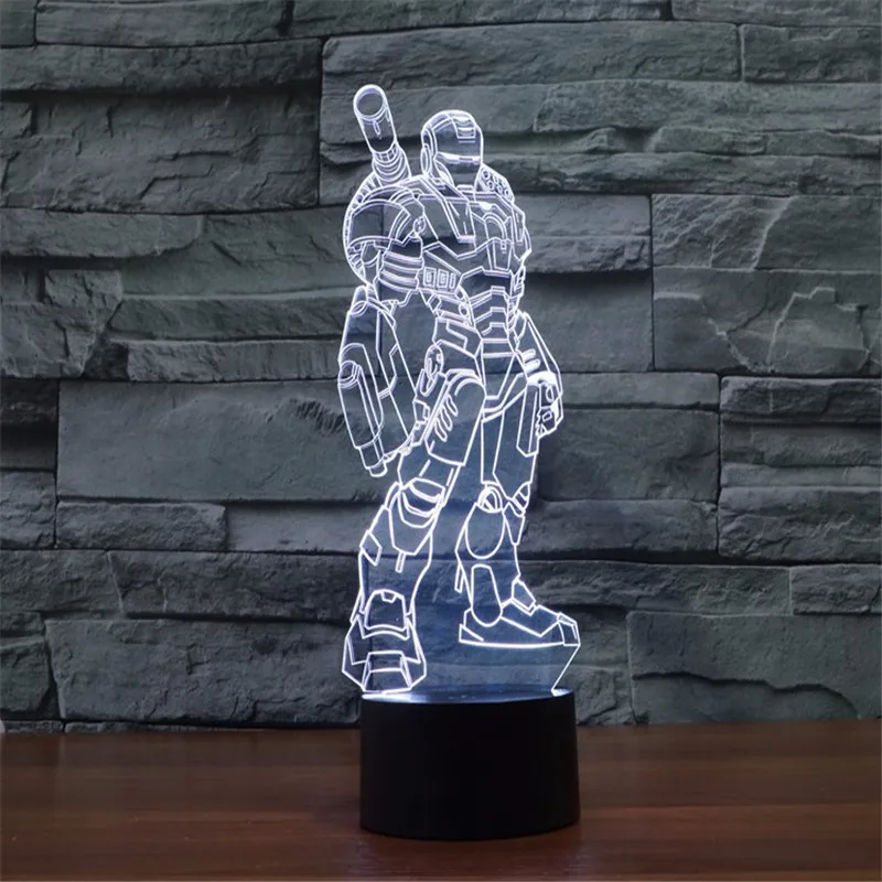 Супер герой 3D лампа светодиодный ночник Железный человек полностью оборудованная фигурка 7 цветов TouchTable украшения свет Оптическая иллюзия