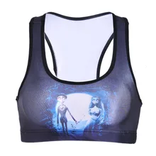 Женское Труп невесты печати Фитнес короткий жилет тренировки беспроволочное нижнее белье Бесшовные стрейч майка хип хоп мягкие бюстгальтеры