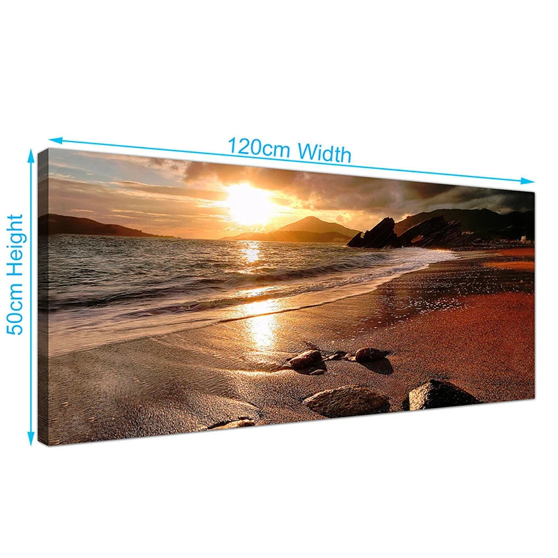 120x50cm No Frame Beach Sunset Glow Scenery Printed Wall Art Painting Decoration Wall Pictures