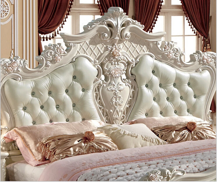 Кожаная кровать белого цвета во французском стиле 0409 8862|bed french style|bed whitebed leather |
