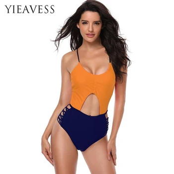 

YIEAVESS 2018 High Waist Swim wear Women's Bandage One-Piece Push Up Swimsuits Sexy Bathing Suit Drop Shipping