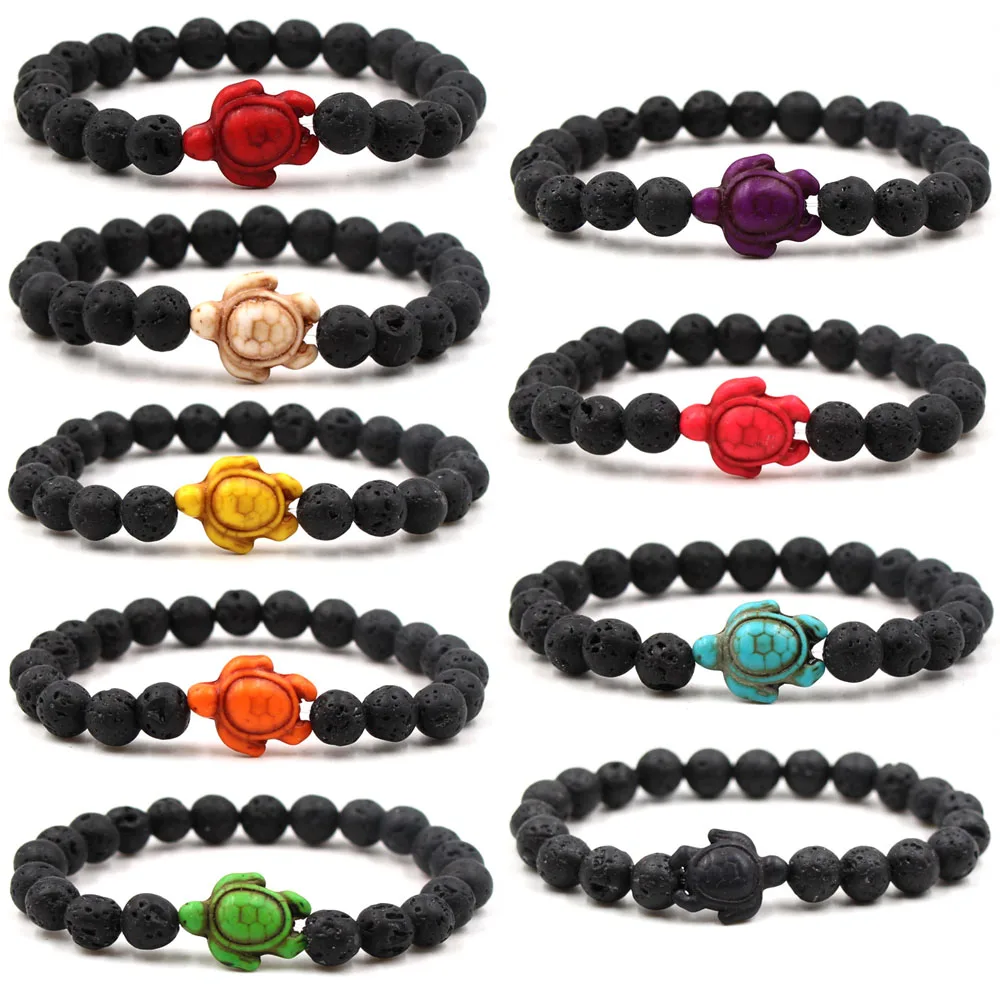 

Sea Turtle Beads Bracelets For Women Men Classic 9 colors Natural Stone Elastic Friendship Bracelet Beach Jewelry