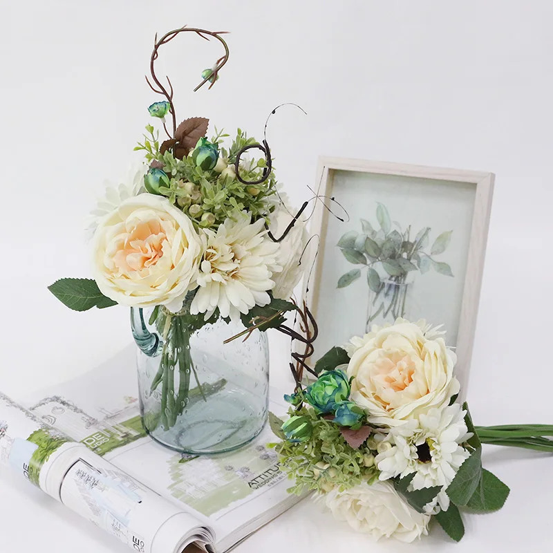 Artificial Wedding Bouquets for Brides New design Bruidsboeket Flors Silk Flowers Bouquets with Berry for Wedding Decoration (9)