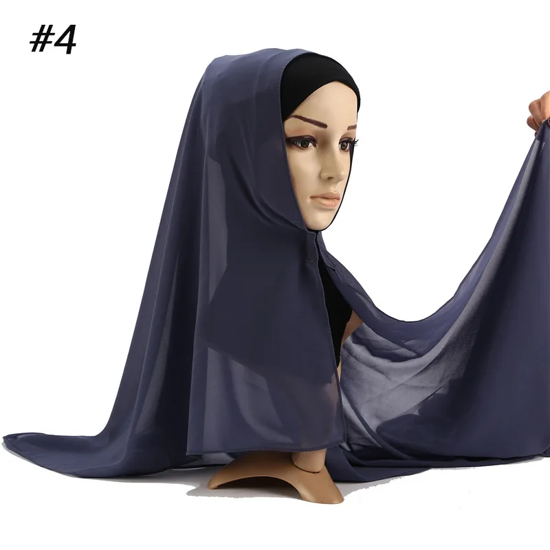 Мягкий Шифоновый мусульманский женский хиджаб современный шарф мусульманская одежда обертывание шаль тюрбан платок готов носить Арабские головные шарфы - Цвет: 4
