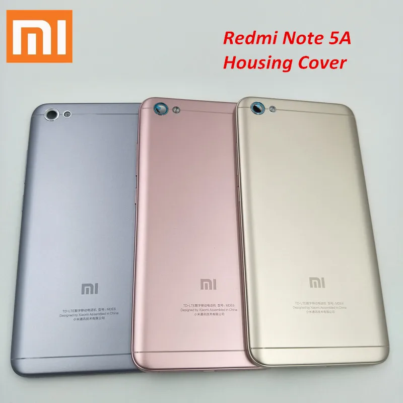 

New Rear Housing Cover For XIAOMI Redmi Note 5A MDT6 2GB+16GB Back Door Replacement Battery Case, 5.5inch Side Buttons