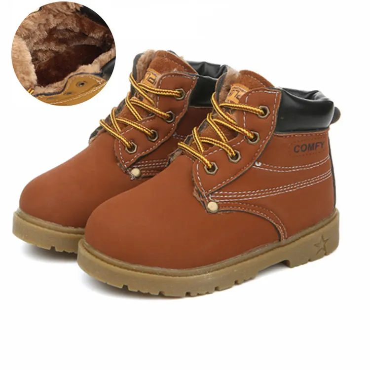 Kalupao 2018 Kids Rivet Ankle Boots Girls Boys Shoes Short Yellow Autumn Martin Cow Muscle Boots Baby Child Leather Shoes  (21)
