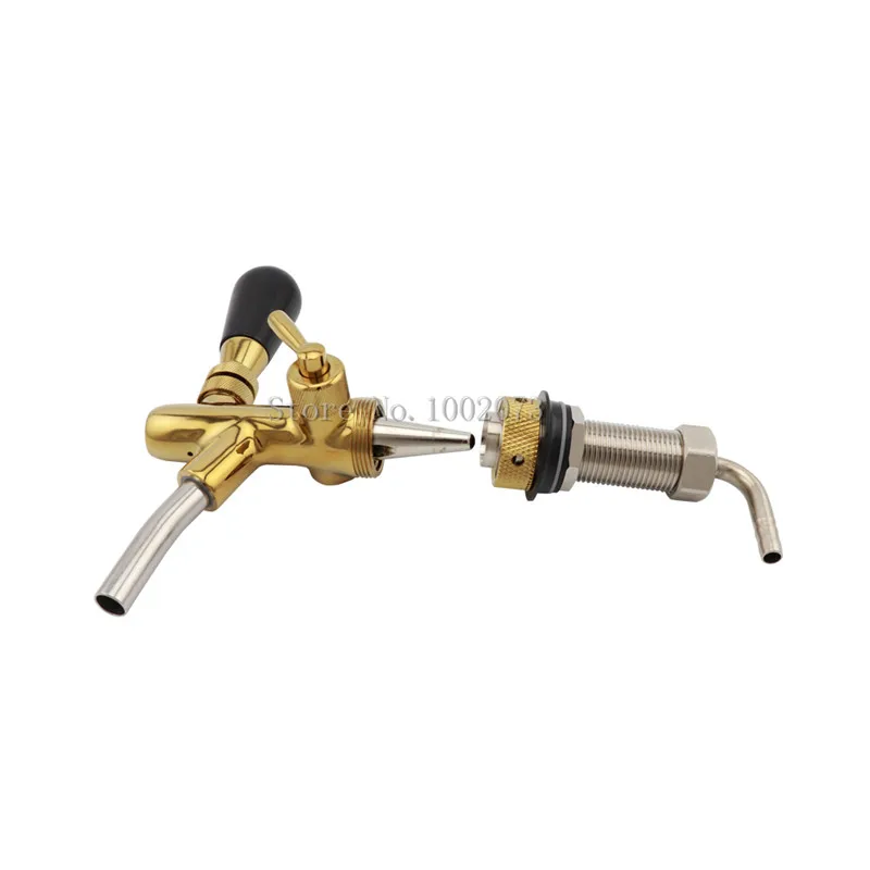 SS Golden Plating G5/8 Beer Faucet Adjustable Beer Heads Faucet Flow Control Switch 75mm Long Shank Homebrew Keg Tap Dispenser