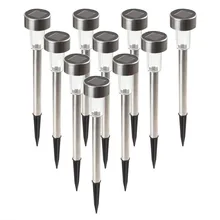 Новинка, высокое качество, 12 шт., садовый уличный светодиодный светильник из нержавеющей стали, солнечные Ландшафтные светильники для дорожки, садовая лампа, Прямая