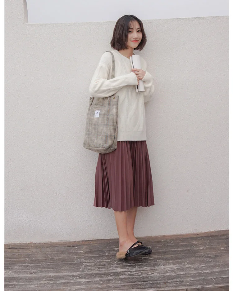 women bags shopping bag plaid women's handbag (4)