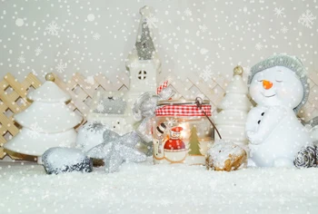 

Christmas Backdrop Cute Snowman Snowflake Background for Party Decorations Winter Photo Booth Studio Props XT-7385