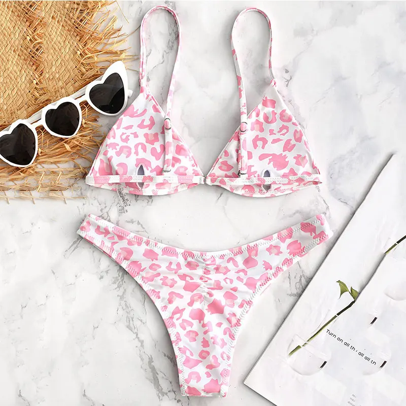 

Summer Pink Leopard Floral Pink Skinny Bikinis 2019 Sexy Women Brazilian Bikini Set Push Up Swimsuit Thong Swimwear @45
