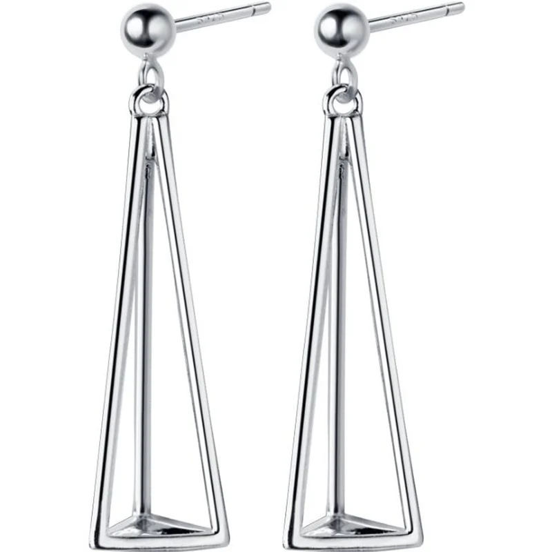 Popular Women's Personality Simple Triangle Bracket Dangle Earrings 925 Silver Hot Pretty Fashion Jewelry G0865