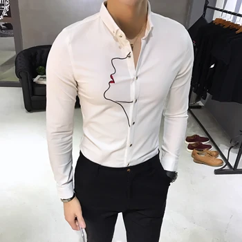 

spring section, new men shirt, big size, men's positioning embroidery, high elastic fabric, no pilling, no fading, 8023-p55