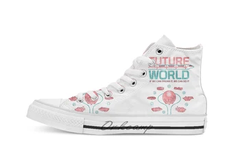 

Future World Map Design breathable Casual High Top lace-up Canvas shoes sneakers For Drop shipping