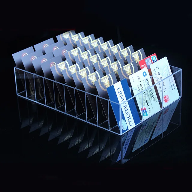 Large Capacity Acrylic Card Seat Plastic Business Card Holders Desk