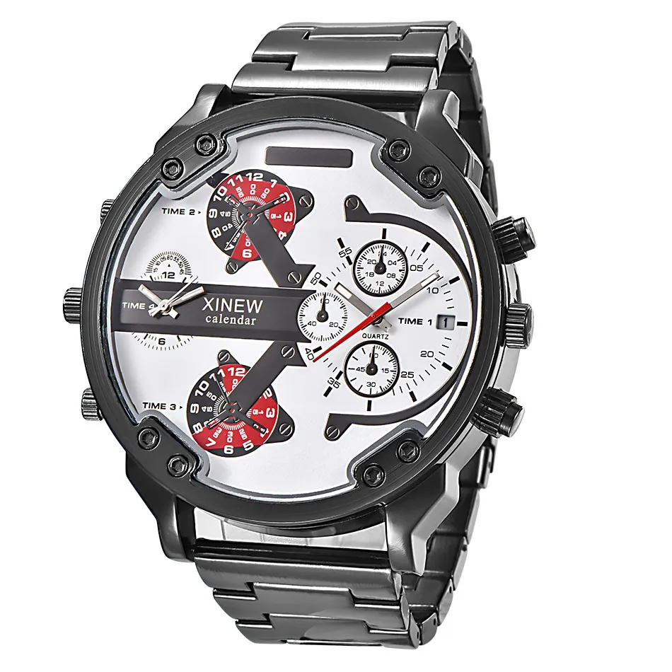 

XINEW Men's Watch Fashion Luxury Brand Watch Stainless Steel Sport Analog Quartz High Quality Mens Clock Wrist watches relogio