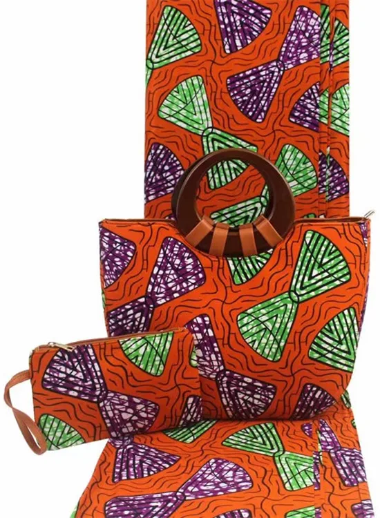 Африканская ткань с восковой печатью, африканская ткань с 2 шт, Женская сумочка, Анкара, ткань для лоскутов, 6 ярдов, хлопок, ткань TN-A1