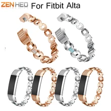 Новые высококачественные часы ремешок горный хрусталь браслет из нержавеющей стали ремешок для Fitbit Alta Correas de reloj