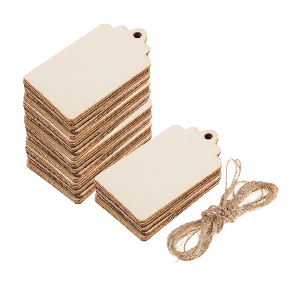 Buy 50x Natural Rectangle Blank Wooden Gift Tags Wood