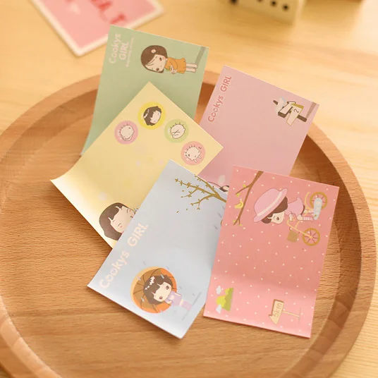 1 Pcs Cute Kawaii Diary Stickers Girl 30 Sheets Sticky Notes Post It Memo Pad Japanese
