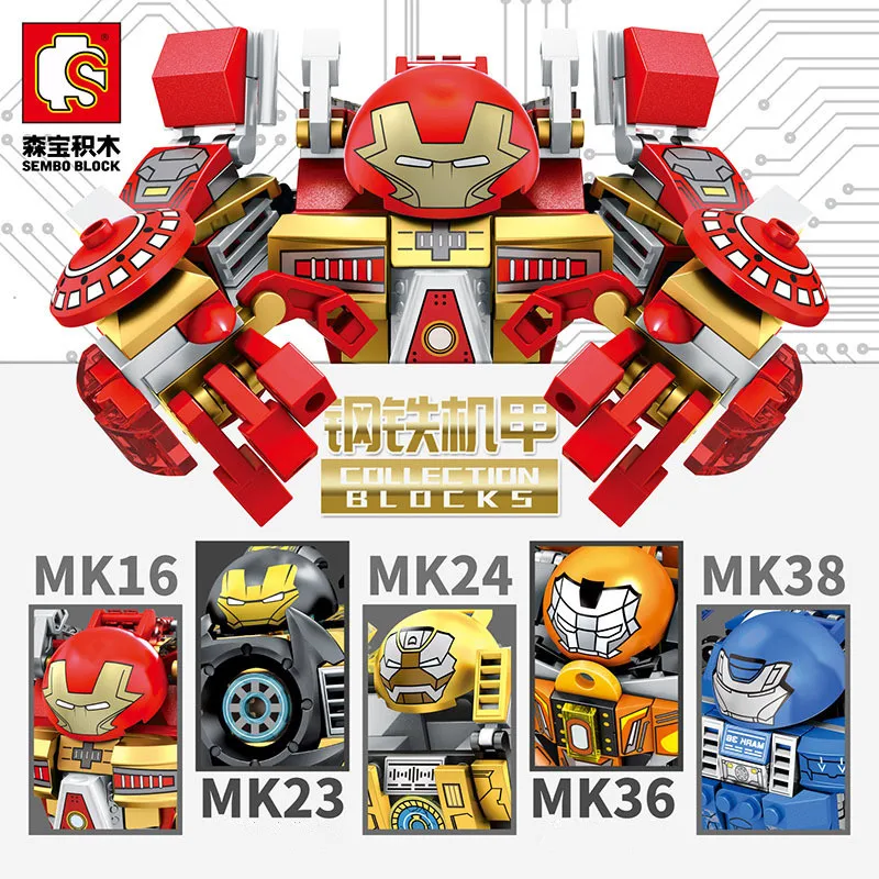 

Sembo Transformation Robot Compatible Legolgn Iron Man Avengers Armored Soldier marvel Building Block MK16 MK23 MK24 MK36 Toys
