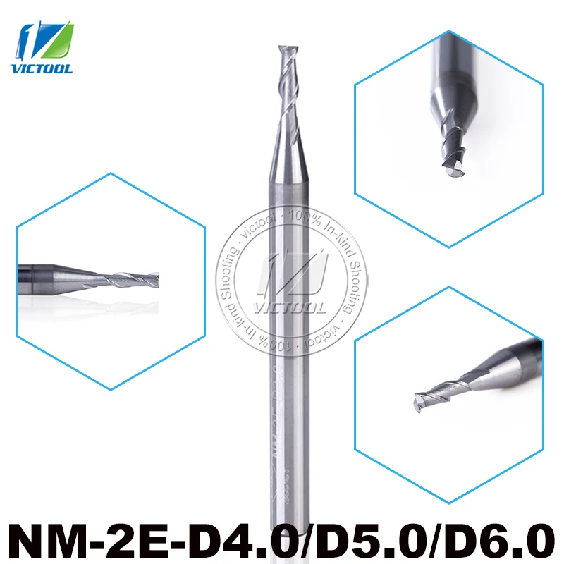 

5pcs/LotNM-2E-D4.0/D5.0/D6.0 Solid Carbide 2 Flute Flattened End Mills With Straight Shank Tungsten Milling Cutter Tools