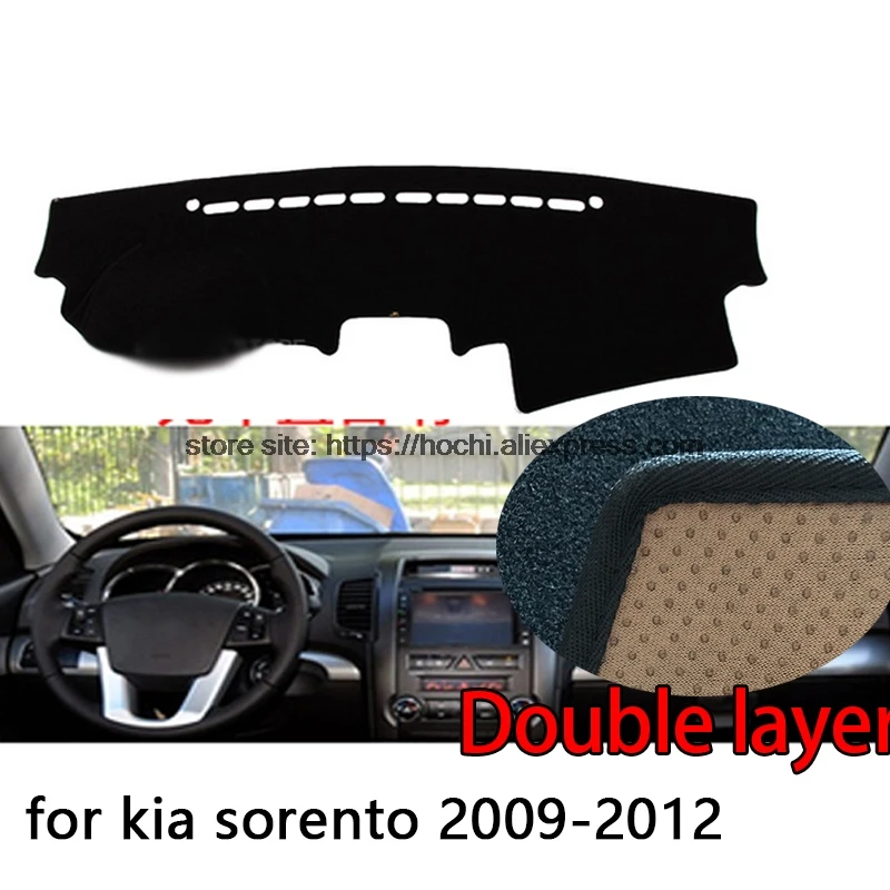 

For kia sorento 2009-2014 Double layer Silica gel Car Dashboard Pad Instrument Platform Desk Avoid Light Mats Cover Sticker