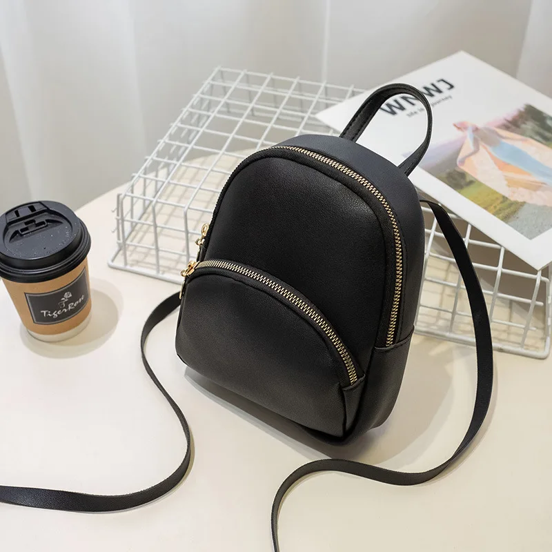 

2019 New Simple Solid Color Student Small Backpack Women's Travel Shoulder Bag Diagonal Package Fashion Multi-Function Backpack