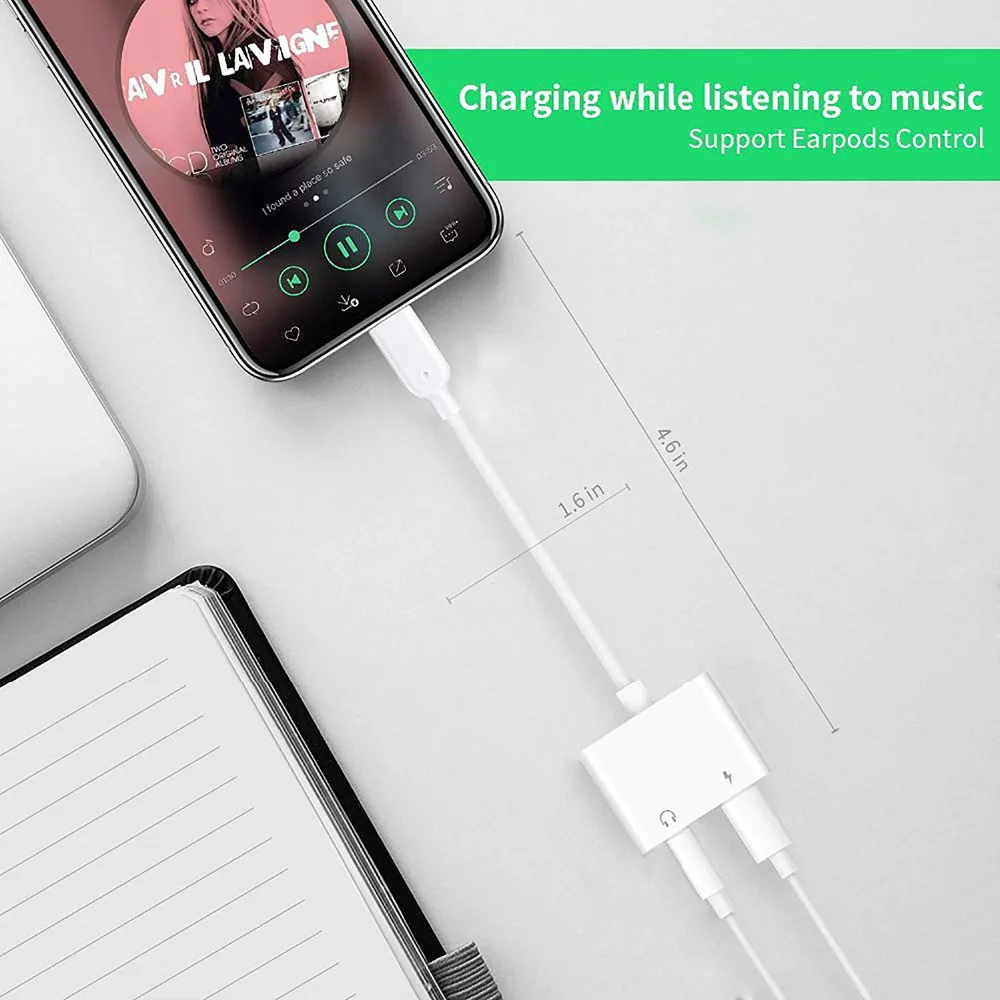 2 в 1 двойной адаптер аудио наушники и разветвитель зарядки Кабель-адаптер для iPhone X 8 7 Plus для iOS 10,3 и IOS 11 телефонный звонок