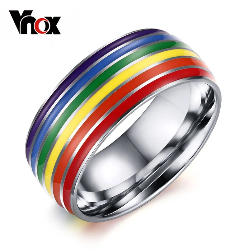 vnox gay pride wedding rings for women and men jewelry stainless steel engagement rings 8mm - Gay Mens Wedding Rings vnox gay pride wedding rings for women and men jewelry stainless steel engagement rings 8mm - Gay Mens Wedding Rings