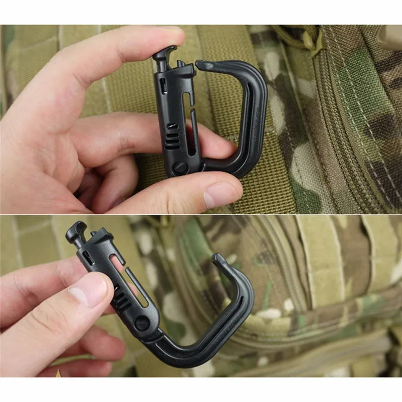 Multipurpose Keychain Carabiner D-Ring Locking Hanging Hook Tactical Link Snap Keychain for Outdoor Camping Hiking #25J (4)