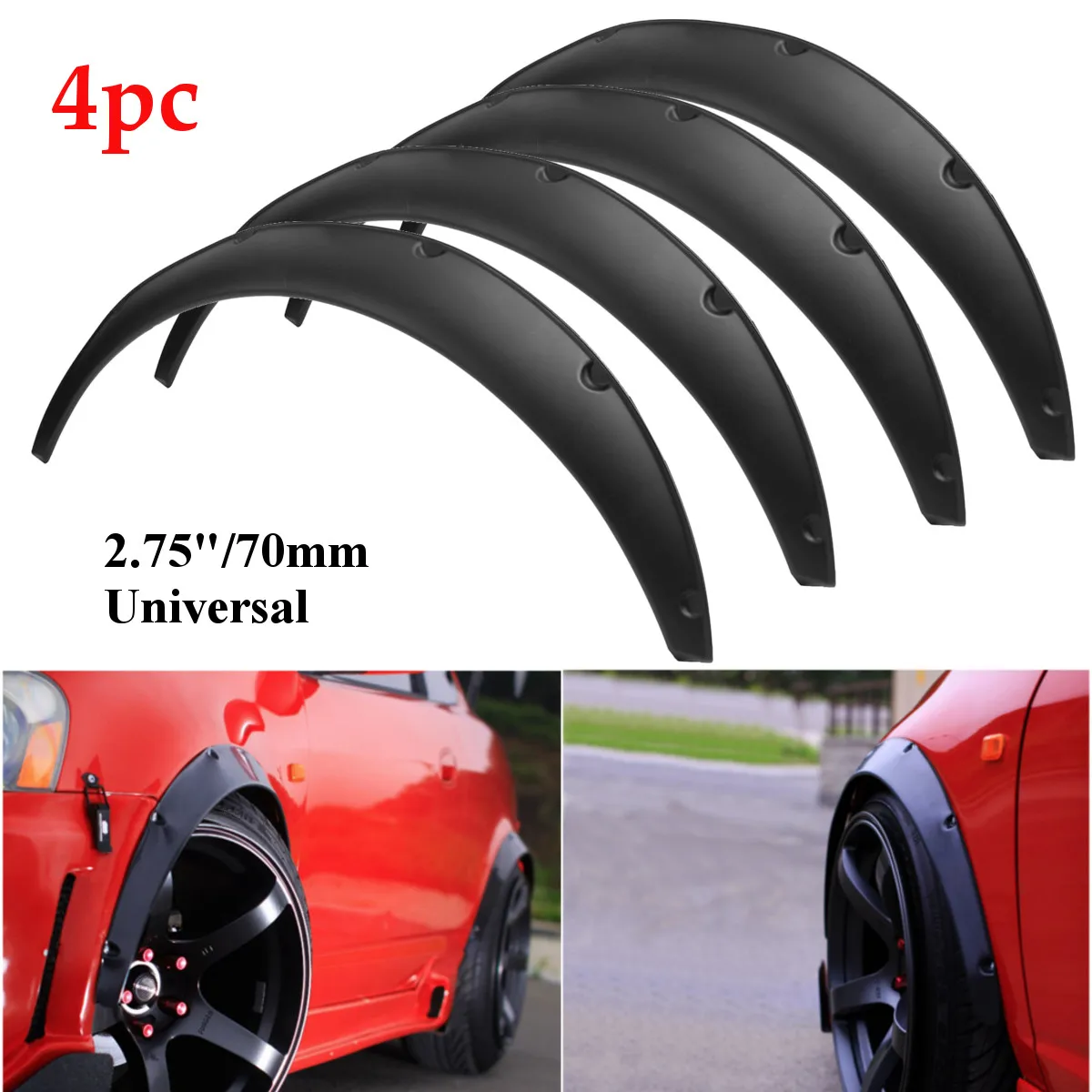 

4Pcs 2.75inch Universal Flexible Car Mudguards Mud Flaps Mud Splash Guards Fender Flares Extra Wide Body Wheel Arches