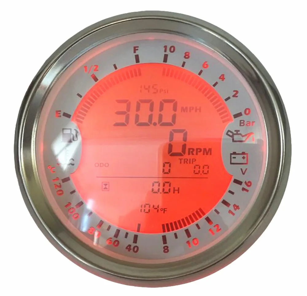 1pc 6 In 1 Multifunction Gauges Auto GPS Speedometer 85mm Tachometer 0 10Bar Oil Pressure Gauges