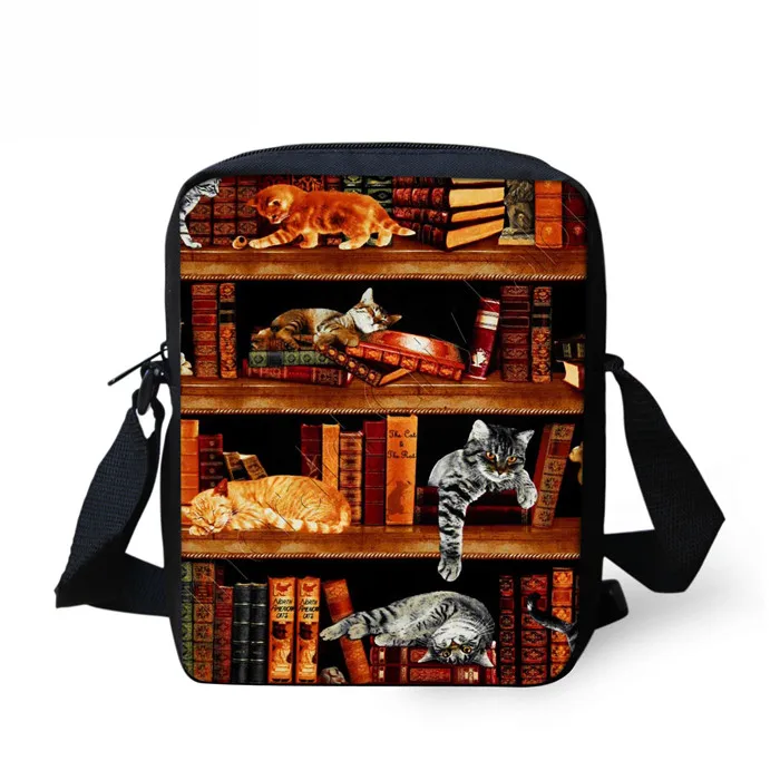 SS0146E FORUDESIGNS сумка через плечо Happy Satchels, сумка через плечо для женщин и мужчин, Ретро стиль, с принтом библиотеки, для девочек и мальчиков, сумка-мессенджер для отдыха - Цвет: SS0146E