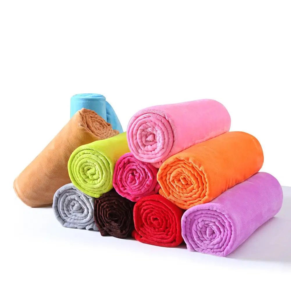 

Solid Color Ultra Soft Warm Double Faced Travel Thickened Flannel Throw Fleece Blanket Rug Bed Sofa Couch Pad Pure Home Textile