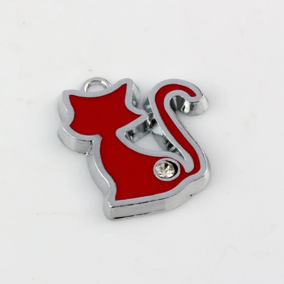 

Hot ! 5 pcs Red Enamel Cat Charm Pendant 20 X 23 MM DIY Jewelry CV103