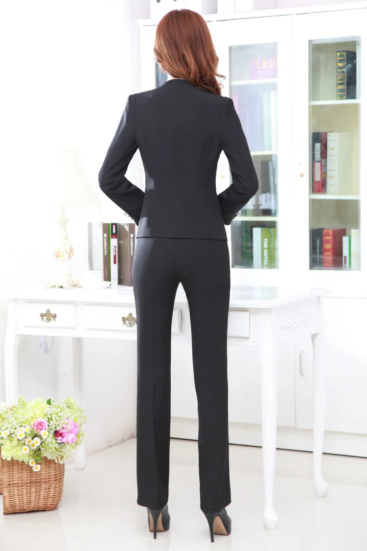 Definir o Trabalho Ternos de Negócio Mulheres Calças Pedaço Feminino Blazer Calça Terno Conjunto Preto Cinza Senhoras Slim Fit Elegante 2 8 Mulheres 2 Calças Pedaço Definir o Trabalho