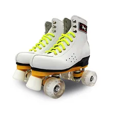 Roller Skates Double Line Skates With LED Lighting Wheels White Unsex Models Adult 4 Wheels Two line Roller Skating Shoes