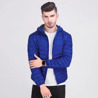 Mens Fashion Winter Jackets Ultra Light Windproof 90% White Duck Down Coats Casual Autumn Portable Puffer Jackets Warm Parkas - Цвет: Blue